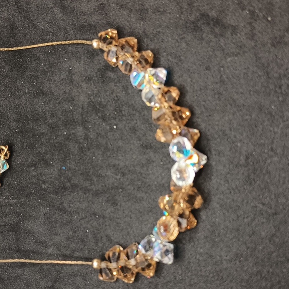 Elegant Gold and Silver Crystal Necklace - Picture 2 of 3